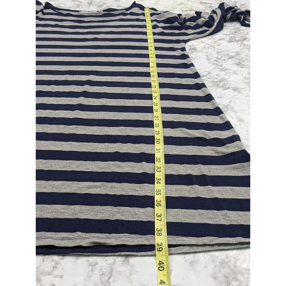 Soft Surroundings Adrift Dress Tie Cuffs Striped Blue Gray Nautical Jersey Sz XL - Picture 7 of 7